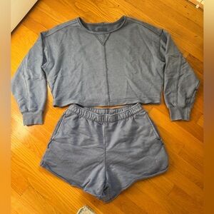 Aerie Blue Sweatshirt & Shorts Set